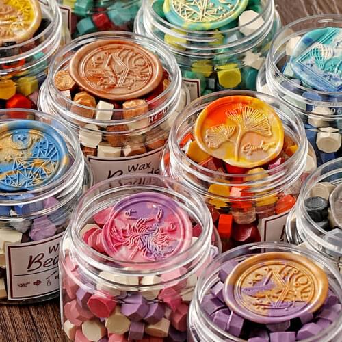 Vintage Wax Seal Jar for Sealing Beads Stamp Envelope Wedding Jar Packaging Gifts Journal Postcard Octagon Stamping 200-220PCs