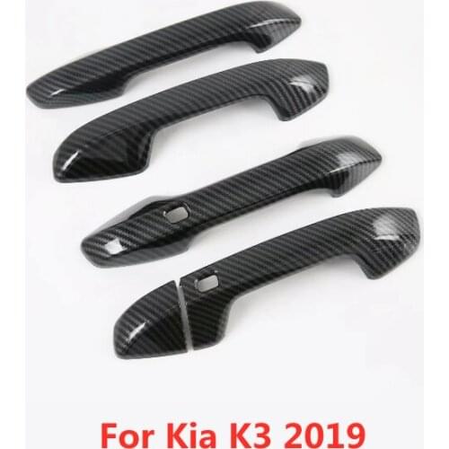 Carbon Fiber Printed Car Exterior Door Handle Sticker Cover Moulding Trim for Kia K3 2019 Styling