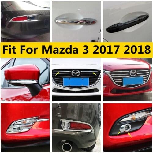 Accessories Exterior For Mazda 3 2017 2018 ABS Chrome Front Racing Grille Grill / Rear Mirror / Strip / Door Handle / Cover Trim