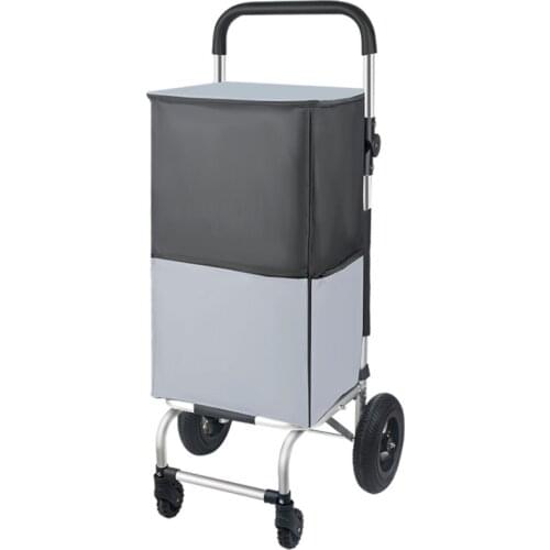 High capacity waterproof shopping cart household portable folding aluminum alloy trolley large rubber inflatable wheels trailer