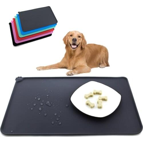 Waterproof Pet Mat For Dog Cat Solid Color Silicone Pet Food Pad Pet Bowl Drinking Mat Dog Feeding Placemat Easy Washing