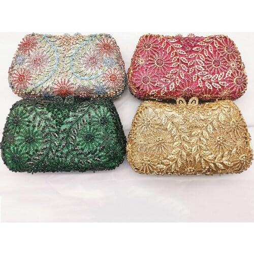WHTUOHENG Female Diamond Clutch New Fashion Pink/Gold/Green 4 Colors Evening Handbags Design Women Phone Mini Clutches Purses