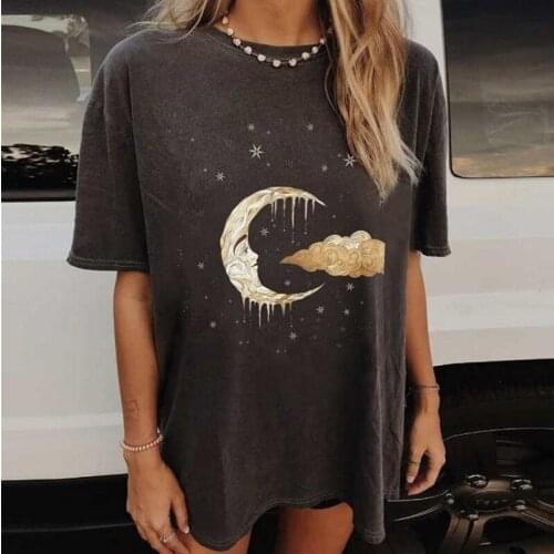 B-TOTO American Retro Distressed Dark Gray Sun Short-sleeved T-shirt Tide Ins Female Tide Brand Top 2021