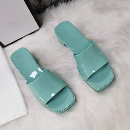 Womens Slide Sandal Solid Rubber Jelly Slippers Platform High Heels Outside Luxury Design Ladies Shoes 2020 Zapatillas Mujer
