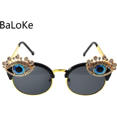 Cat Eye Sunglasses Women Brand Designer Charm Crystals Eyes Sexy Sunglasses Rhinestones Fashion Shades Oculos De Sol Feminino