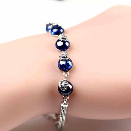 ZHJIASHUN Royal Natural Sapphire Bracelets 100% 925 Sterling Silver Gemstones Bracelet Jewelry For Women