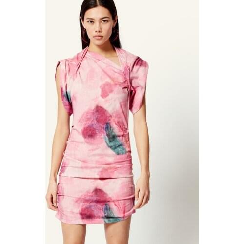 Women Dress 2021 Spring and Summer New Style Ladies Splicing Printed One-piece A-line Skirt