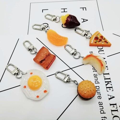 1Pc Orange Sweet Potato Egg Pork Key Ring Keychain Women Girl Resin Simulated Food Keyring Pendant Charm Bag Decor Jewelry K48