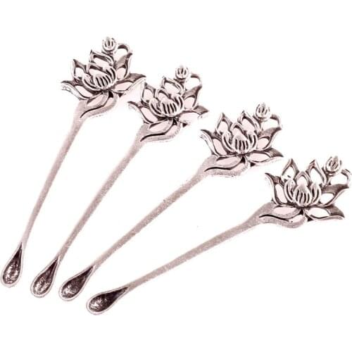 10pcs Tibetan Silver Ethnic Ear Spoon Carve Lotus Charms Pendants For Necklace Bracelet Jewelry Making DIY Handmade 23501
