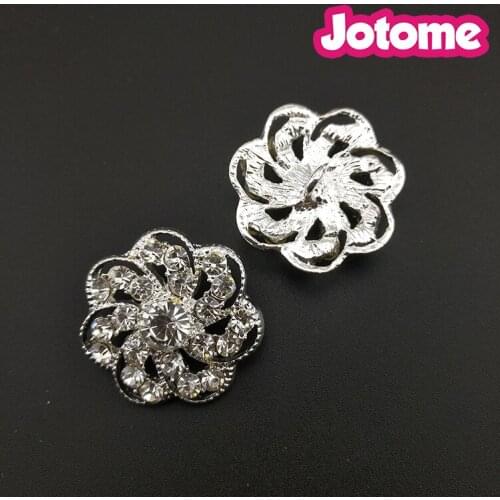 100pcs/lot Wedding Invitation Card Decoration Flat Back 25mm Rhinestone Flower Button