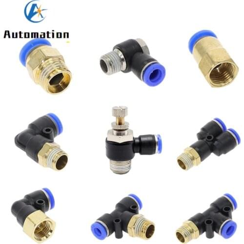 4 6 8 10 12mm hole to M5x0.8 1/8" 1/4" 3/8" 1/2" male thread Pneumatic Tube Connectors Elbow Quick Fittings Air fitting