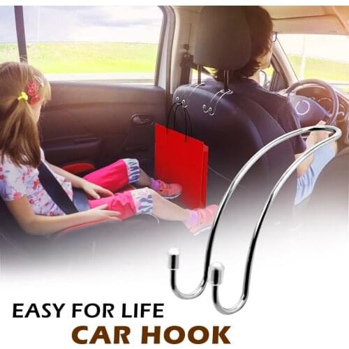 4pcs Multifunctional Stainless Steel Car Seat Back Hook Sundries Bag Hanging Buckle Metal Clip Buckle Auto Interior Accessories