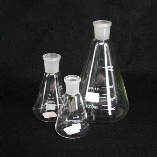 50/100/150/250ml #14 #19 #24 #29 Joint Lab Borosilicate Glass Conical Flask Erlenmeyer Graduated