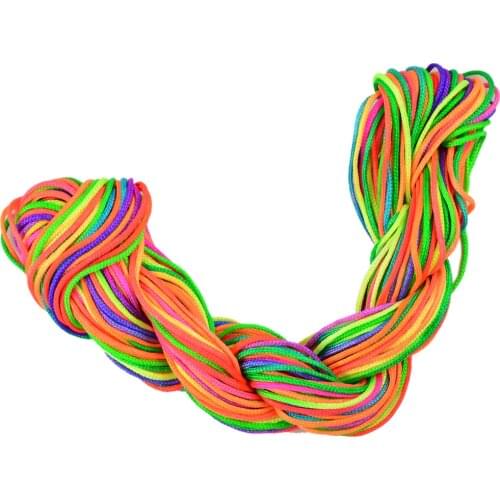 60 meters Nylon Braided Cord Macrame Beading DIY Thread String Kumihimo 1mm - Rainbow & Black