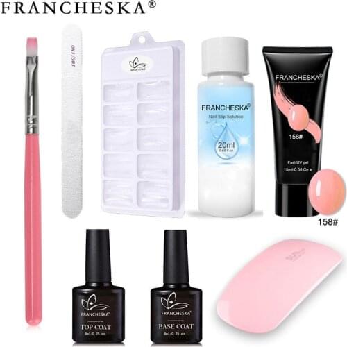 8pcs/kit Nail Extension Set Gel Polish Lamp Nail Brush Nail Primer Top Coat Base Natural Hard Jelly Acrylic Set