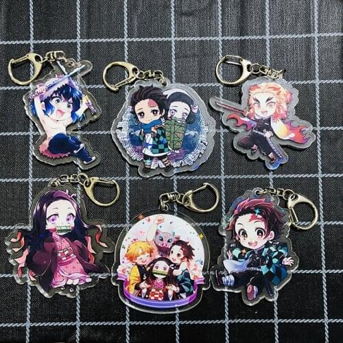 Anime Demon Slayer Kimetsu No Yaiba Keychain Kamado Tanjirou Kamado-Nezuko Tomioka Giyuu Acrylic Key Chain Cute Funny Cartoon