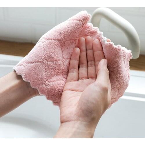 Nonstick Oil Coral Velvet Hanging Hand Towels Dishclout for Thicker Wash Cloths for Cleaning Wipe Table Kitchen Microfiber Towel