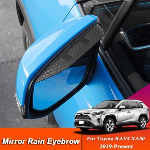 Car-styling For Toyota RAV4 XA50 2019 2020 Carbon Fiber Pattern Rearview Mirror Eyebrow Rain Gear Shield Anti-rain Cover Sticker