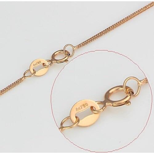 Genuine Real 18K Rose Gold Thin 0.9mm Wheat Link Chain Necklace For Woman 20inch Stamp Au750