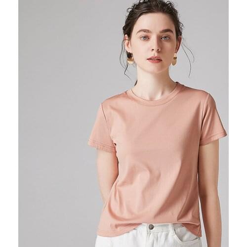 CORBONA MODERN shirts Womens short sleeve loose round neck cotton T-shirt