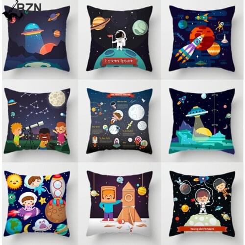 The Universe for Kids Sofa Decorative Cushions Cover Space Dream Astronaut Alien Throw Pillows Case Living Room Decoration Home