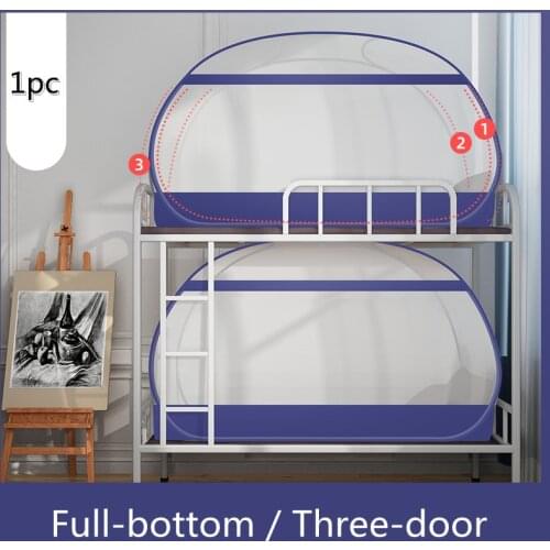 ChildrenS Bunk Bed Mosquito Net Student Dormitory Full-Bottom Yurt Mosquito Netting 3 Door Collapsible Bed Tent Anti-Mosquito C