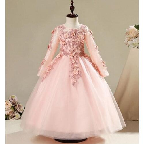 Baby Kids Beads Flower Princess Baptism Party Tutu Dress Infant Newborn Girls Christening Birthday Dress Toddler Carnival Gown