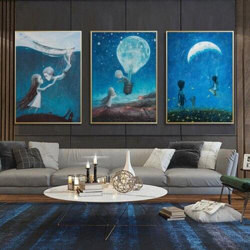 Fantasy Romantic Love Landscape Canvas Painting Modern Poster Print Wall Art Picture Boy Girl Bedroom Room Home Decoration