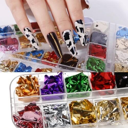 Foil Flake for Nail Art Ultra-thin color Double-sided Foil long strip boxed nail manicure gold foil /ultra-thin nail accessories