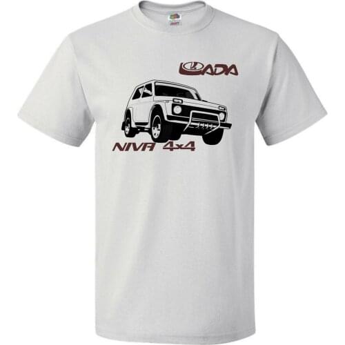 T-Shirt Lada Niva 4X4 Off Road Russsische Car Auto Suv Vintage 2019 Short Sleeve Cotton Man Clothing Tops Homme Basic T Shirt