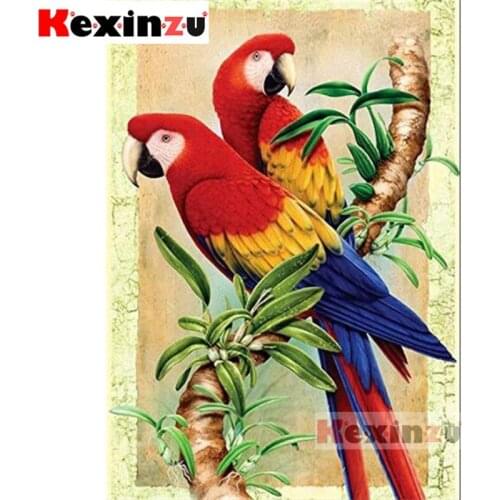 2019 new Kexinzu 5D DIY Full Square Diamond Painting"Red parrot"3D Round Embroidery Cross Stitch handcraft work Home Decor X356