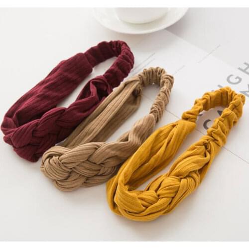 Chinese Knot Headwrap Vintage Cross Knot Women Headband Turban Elastic Hair Bands Solid Color Hairband Headwear Hair Accessories