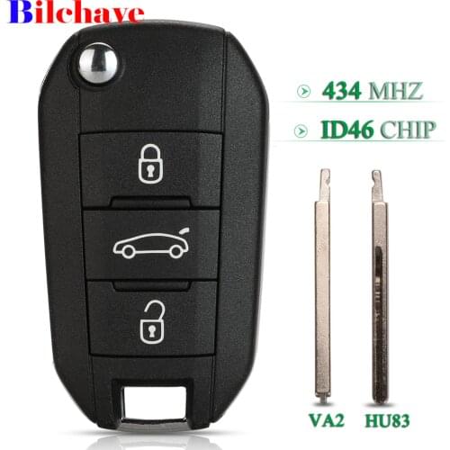 Bilchave 3 Buttons 433Mhz ID46 Chip Remote Car Key For Peugeot 208 2008 301 308 5008 508 Citroen C4L Cactus Hella VA2 HU83 Blade