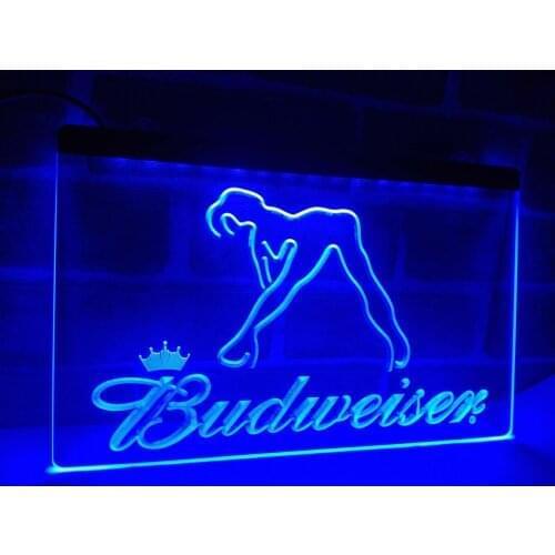 LA627- Budweiser Sexy Dancer Happy Hour Bar Neon Sign home decor crafts