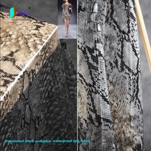 Better Than PVC,Translucent Black Snakeskin Style Waterproof Design Dress Clothes Decorate Tpu Snake Skin Fabric A0250L