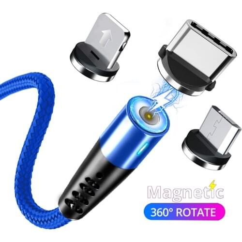 Magnetic Micro USB Cable For iPhone Samsung Oneplus Android 1M2M Mobile Phone Charging USB Type C Cable Magnet Charger Cord Wire