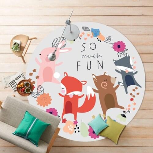 CUTE RUG 160CM Round Cartoon DUCK FOX Giraffe Carpet For KIDS Room Children Carpets Computer Chair Area Rug Kids Soft Play Mat