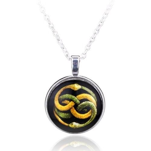 MOCHUN Fashion Jewelry Movie HP Double Snake Charm Necklace Vintage Never-ending Pendant Necklace for Women Men Fans-30