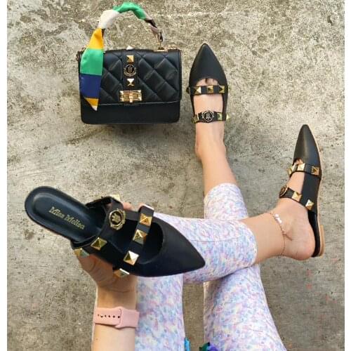 Miss Melisa print black ballet shoes & bag set Code B122