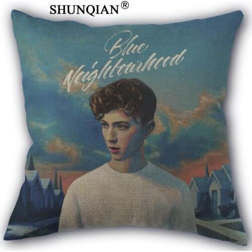 Troye Sivan Linen Cotton Pillow Covers Printed Square Home Decorative No Core Pillowcase 45x45cm one side