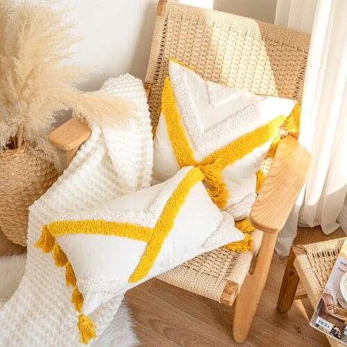 Nordic Handmade Tassels Cushion Cover 45x 45cm/30x50cm Tufted Pillow Cover Square Home Decoration for Car Living Room Bed Room