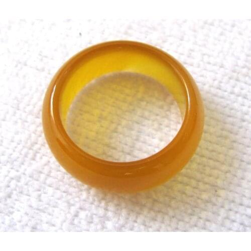 New hot sell natural yellow onyx hand carved band ring size 9#-10.5