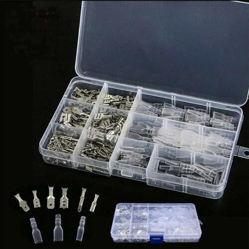 600pcs/Box Male/Female Spade Crimp Terminals Electrical Insulating Sleeve Wire Wrap Connector for 22-16 AWG 0.5mm2-1.5mm2