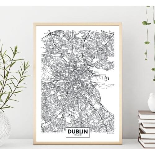 Dublin City Map Poster Wall Art Canvas Painting Ireland Street City Road Map Prints Nordic Posters for Living Room Home Decor