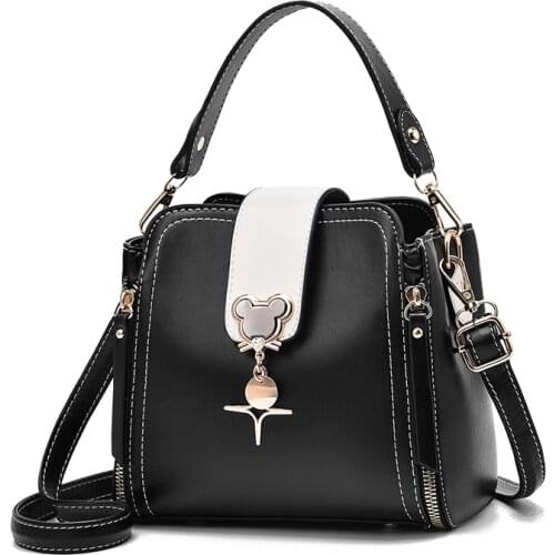 Luxury PU Leather Female Designer Small Bucket Handbags Crossbody Bag Lady Shoulder Bag Fashion Brand Designer Women White Bags