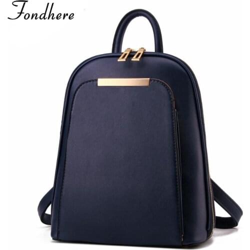 Fondhere Pu Leather Backpack Women Teenage Girls School Shoulder Bag Bagpack High Quality Female Backpacks Travel Mochila