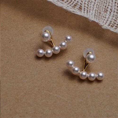 Fashion 2021 Chic Imitation Pearl Geometric Fan Shaped Elegant Stud Earrings for Women Girls Jewelry Party Asseccoires