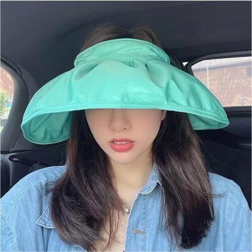 Sun Hats Women Summer Sun Visor Wide-Brimmed Empty Roof Hat Beach Hat Adjustable Uv Protection Fashion Female Cap Packable
