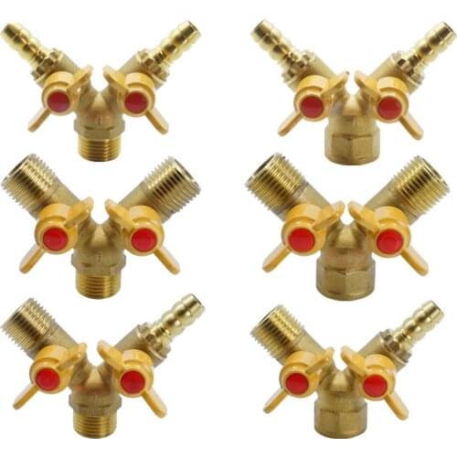 12mm Hose Barb x 1/2" BSP Male Female Thread 3 Three Way Brass Ball Valve Pipe Fitting Connector Adapter For Fuel Gas Water Oil