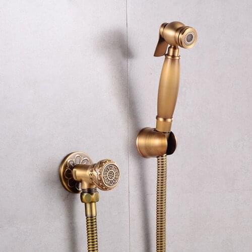 Toilet Bidet Faucet Sprayer Douche Kit Hand Held Shower Faucet Bidet Mixer Tap Antique Bronze Brass Shattaf Copper Valve Jet Set